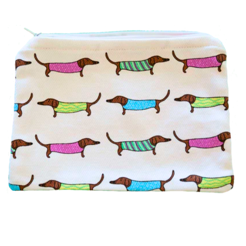 Dachshund Sausage Dogs Zip Toiletry Or Purse Pouch Bag
