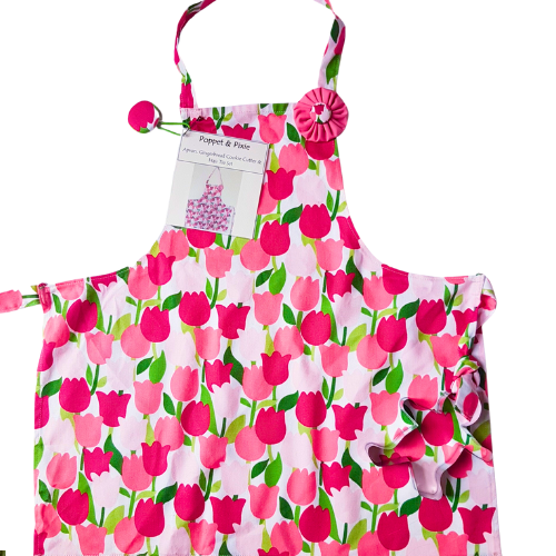 Tulip Children's Apron, Gingerbread Cookie Cutter And Hair Tie Set
