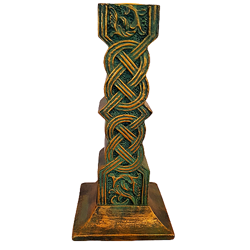 Moss Green and Gold Celtic Candle Holder