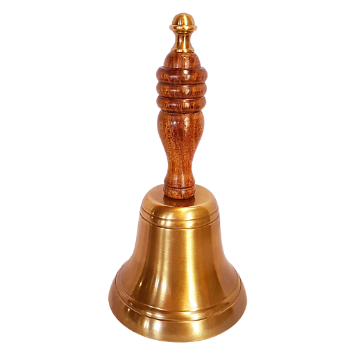 Brass Nautical Bell With Wooden Handle 