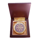 The Rose Star Brass Compass In Wooden Box
