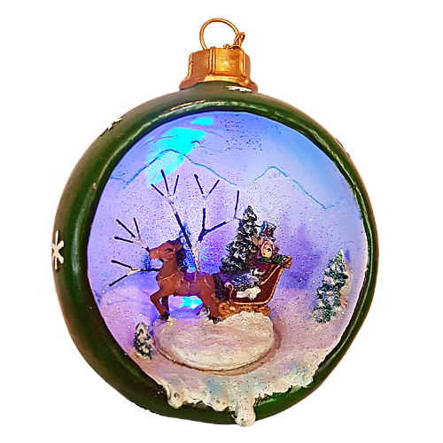 Half Moon Sleigh and Horse Christmas Ornament