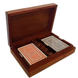 Rose Wood And Brass Inlaid Two Pack Playing Card Box With Dice