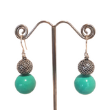 Turquoise Dancing, Turquoise and Sterling Sliver Earrings