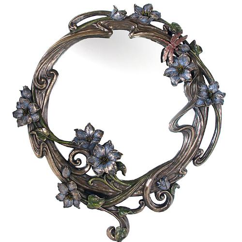 Décor, to Inspire and excite. Art Nouveau Style Veronese Flower and Dragonfly Mirror