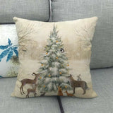 Animals Gather On Christmas Eve Christmas Decor Cushion Cover
