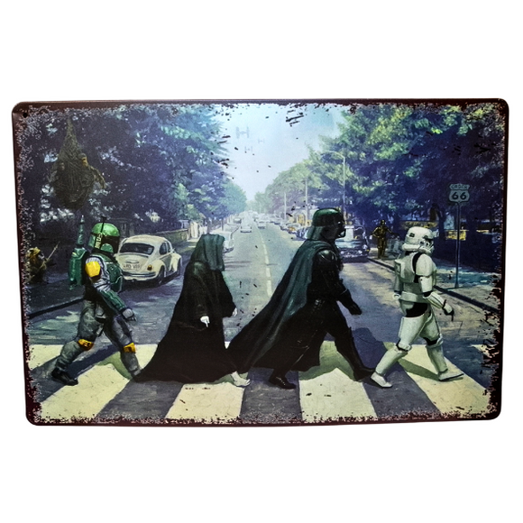 Darth Vader And The Dark Side Strolling  Across Abbey Road Star Wars  Metal Sign
