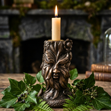 Three Faces Of The Green Man Candlestick Holder