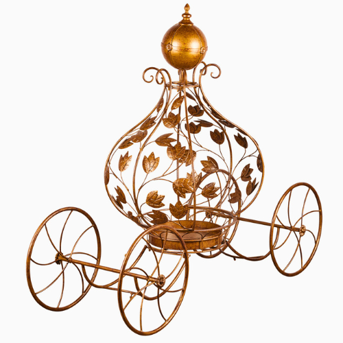 Antique Gold Metal Princess Leaf Design Carriage Display 153 cm Long