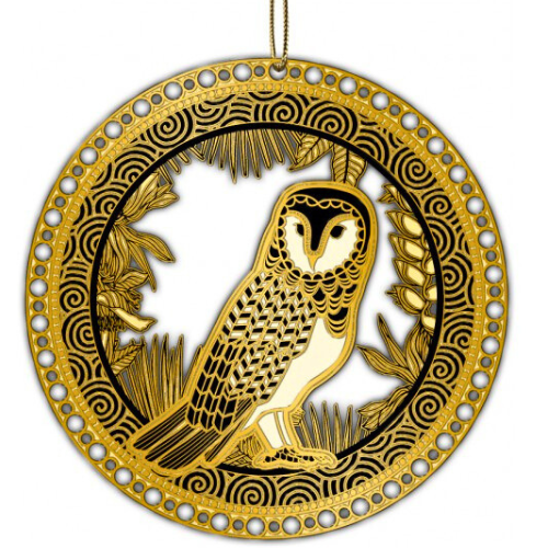 Australian Owl Ornament Finished In 18K Gold