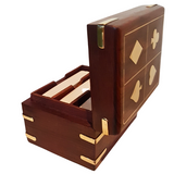 Rose Wood and Brass Inlaid Three Pack Playing Cards Box