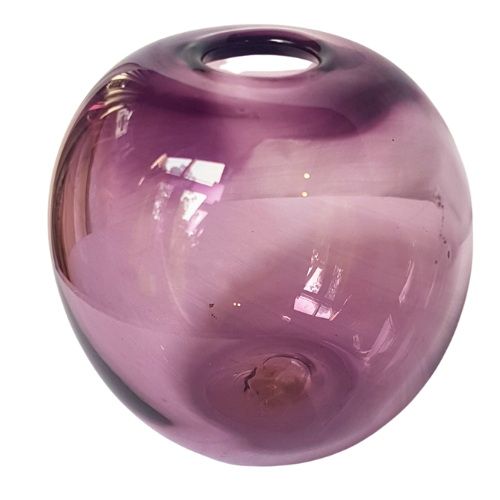 Hand Blown One Of A Kind Violet Coloured Glass Vase
