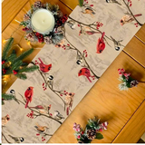 Christmas Birds And Cherry Tree Christmas Table Runner