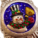 Snowman On A Starry Night Christmas Ceramic Ornament