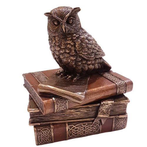 Keeper Of The Books Owl Cold Cast Bronze Trinket Box