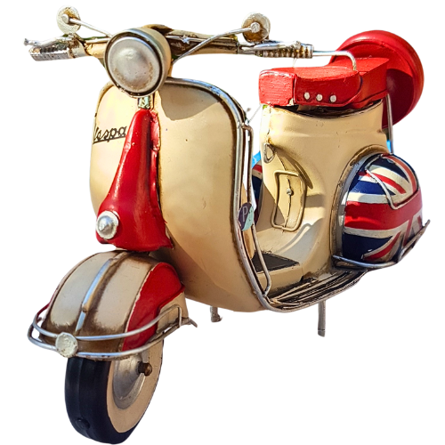 Red And Cream Italian Vespa  1946 Model With UK Flag