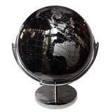 Black and Silver World Globe with 360 Degree Gimbal Movement