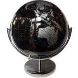 Black and Silver World Globe with 360 Degree Gimbal Movement