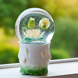Beautiful Dreamer Water Lily Musical Rotating Glitter/Snow Water Globe
