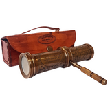 Brass Kaleidoscope With Gemstones And Poem In A Leather Case
