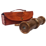 Brass Kaleidoscope With Gemstones And Poem In A Leather Case