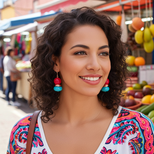 Caribbean Dreams Red Coral and Turquoise .927 Sterling Silver Earrings