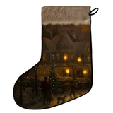 Christmas stocking with a winter scene design on a white background