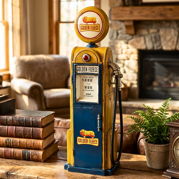 Classic Golden Fleece Tin Petrol Pump Model – Greenmantle Gifts