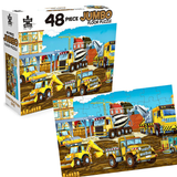 48-piece jumbo floor puzzle with construction vehicle theme on packaging