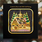 Decorative Christmas ornament with gold plating on a black background