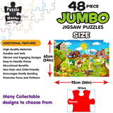 48 piece jumbo jigsaw puzzle set with farm scene illustration and Puzzle Master branding.
