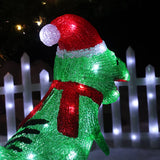Fierce Green Christmas LED Acrylic T Rex Dinosaur Indoor Or Outdoor Use