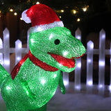 Fierce Green Christmas LED Acrylic T Rex Dinosaur Indoor Or Outdoor Use