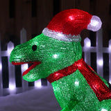 Fierce Green Christmas LED Acrylic T Rex Dinosaur Indoor Or Outdoor Use