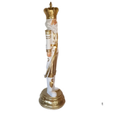 King Edmund White And Gold Light Up 95cm Christmas Nutcracker