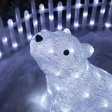 LED Cute Frosty White Acrylic Christmas Polar Bear Indoor Or Outdoor Use