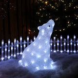 LED Cute Frosty White Acrylic Christmas Polar Bear Indoor Or Outdoor Use