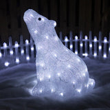 LED Cute Frosty White Acrylic Christmas Polar Bear Indoor Or Outdoor Use