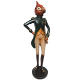 Statue of a character in formal attire with a white background