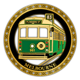 Decorative emblem of a Melbourne tram with decorative border