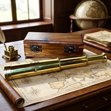 Nautical Royal Navy Brass Telescope In Rosewood Gift Box