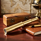 Nautical Royal Navy Brass Telescope In Rosewood Gift Box