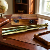 Nautical Royal Navy Brass Telescope In Rosewood Gift Box
