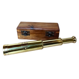 Nautical Royal Navy Brass Telescope In Rosewood Wooden Gift Box