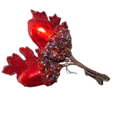 Red Christmas Acorn Clip On with Leaves, 21 cm