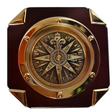 Rose Star Nautical Brass Compass Inlaid In A Rosewood Case