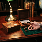 Rose Wood And Brass Inlaid One Pack Playing Card Box With Dice
