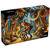 Jigsaw puzzle box with fantasy design featuring a character with a spinning wheel.