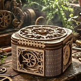Steampunk Mechanical Ugears Wooden Treasure Puzzle Box