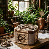 Steampunk Mechanical Ugears Wooden Treasure Puzzle Box